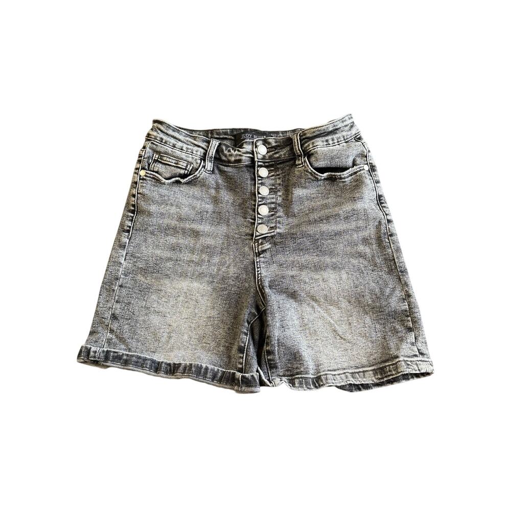 Judy Blue Button Fly Black Washed Jean Shorts Size Large